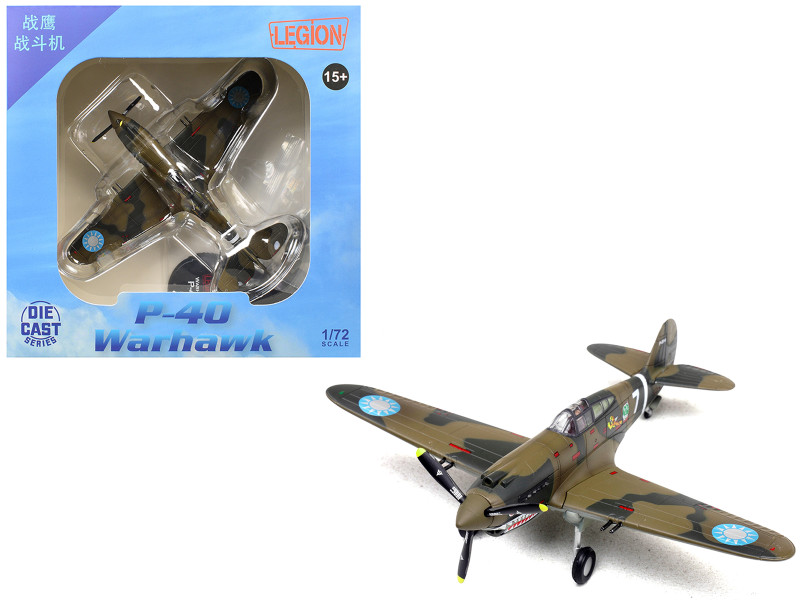 Curtiss P 40B C Warhawk Fighter Aircraft White 7 1st Squadron Flying Tigers Chinese Air Force 1942 1st American Volunteer Group 1/72 Diecast Model Airplane Legion LEG-14623LA