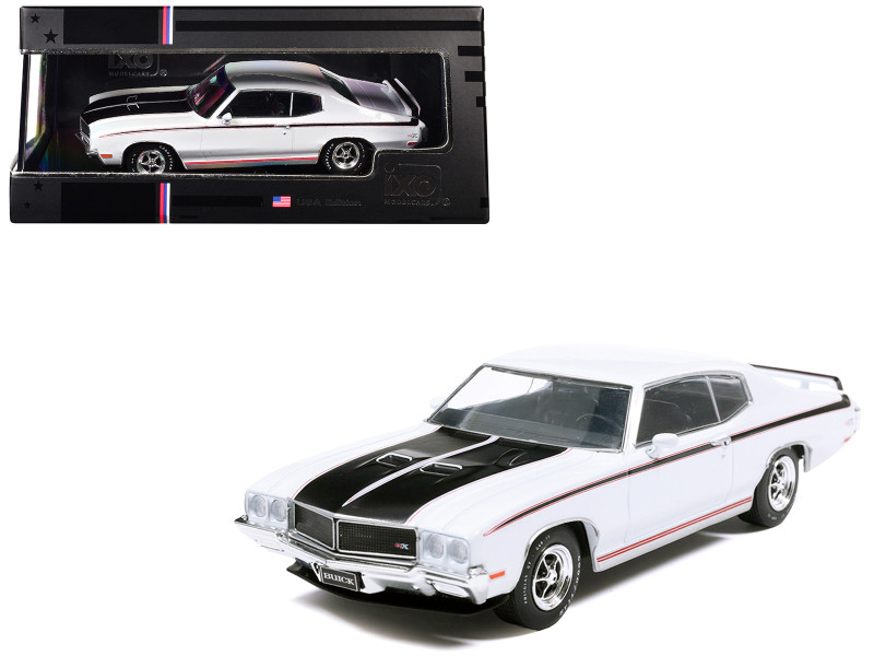 1970 Buick GSX Apollo White with Black and Red Stripes 1/43 Diecast Model IXO Models U43RDC010