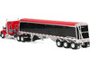 Kenworth W990 with 76 Mid-Roof Sleeper and Lode King Distinction Hopper Trailer Red and Black 1/64 Diecast Model DCP/First Gear 60-2176