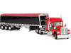 Kenworth W990 with 76 Mid-Roof Sleeper and Lode King Distinction Hopper Trailer Red and Black 1/64 Diecast Model DCP/First Gear 60-2176