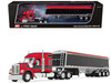 Kenworth W990 with 76 Mid-Roof Sleeper and Lode King Distinction Hopper Trailer Red and Black 1/64 Diecast Model DCP/First Gear 60-2176
