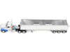 Kenworth W990 Day Cab and Lode King Distinction Hopper Trailer White and Blue 1/64 Diecast Model DCP/First Gear 60-2177