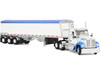 Kenworth W990 Day Cab and Lode King Distinction Hopper Trailer White and Blue 1/64 Diecast Model DCP/First Gear 60-2177