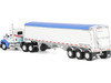 Kenworth W990 Day Cab and Lode King Distinction Hopper Trailer White and Blue 1/64 Diecast Model DCP/First Gear 60-2177