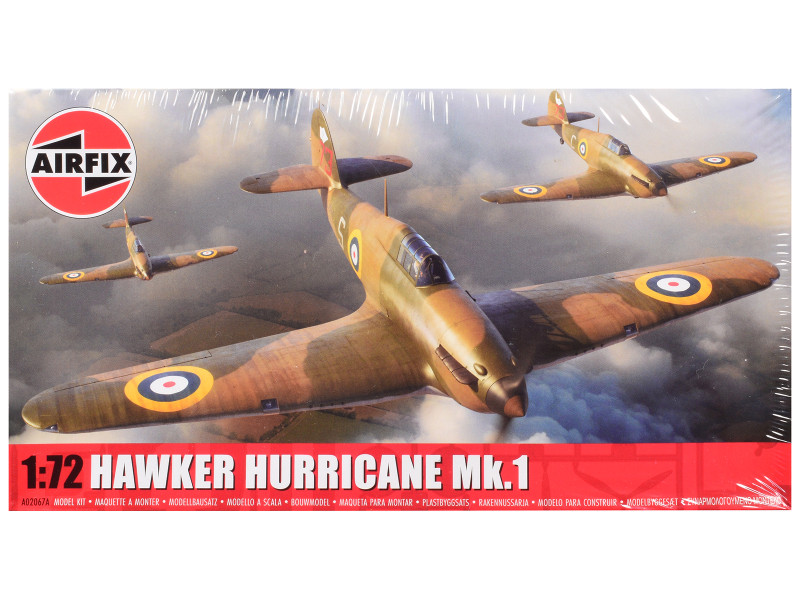 Level 1 Model Kit Hawker Hurricane Mk.I Aircraft with 2 Scheme Options 1/72 Scale Plastic Model Kit Airfix AIRA02067AF