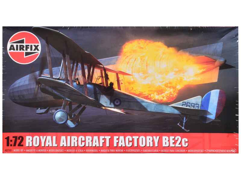 Level 2 Model Kit Royal Aircraft Factory BE2c Aircraft with 2 Scheme Options 1/72 Scale Plastic Model Kit Airfix AIRA02101F
