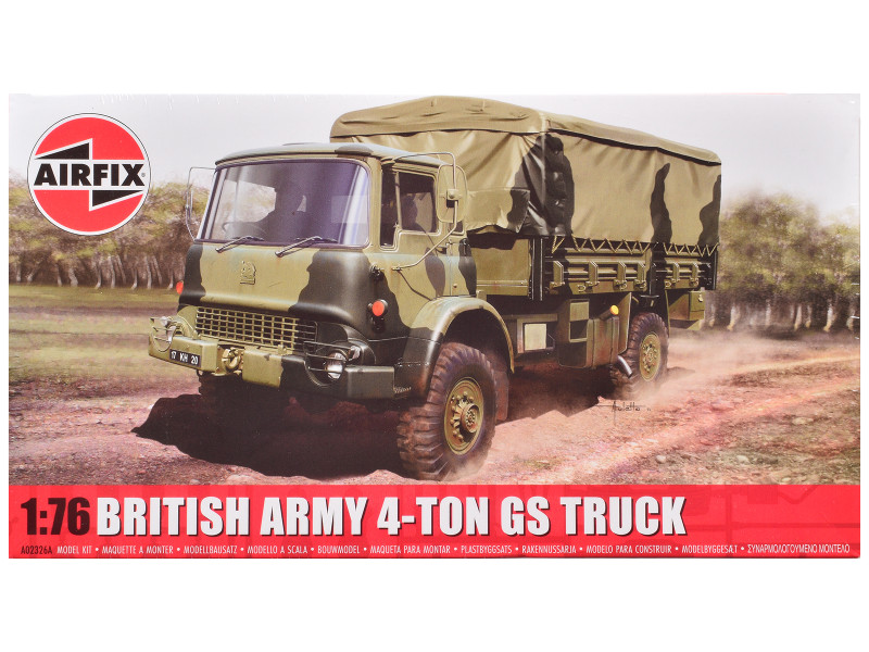 Level 1 Model Kit British Army 4-ton 4x4 GS Truck with 3 Scheme Options 1/76 Scale Plastic Model Kit Airfix AIRA02326AF