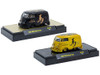 1960 Volkswagen Delivery Van Black with Graphics and 1960 Volkswagen Delivery Van Gold Metallic with Graphics 2026 Year Of The Horse Set of 2 pieces Limited Edition to 2026 pieces Worldwide 1/64 Diecast Model Cars M2 Machines 31500-MJS96