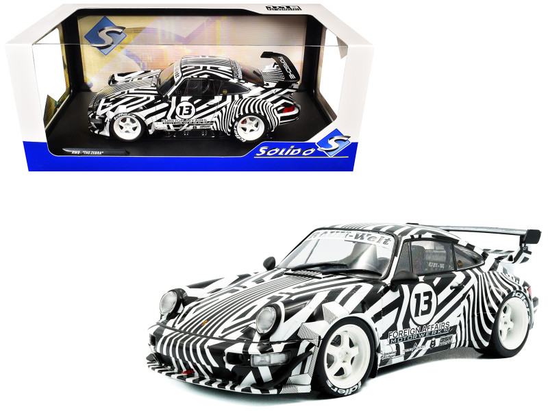 2022 RWB Bodykit #13 The Zebra Black and White Striped 1/18 Diecast Model Car Solido S1807513
