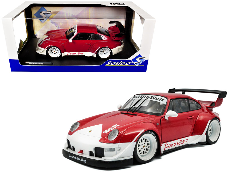 2020 RWB Bodykit Porco Rosso Red and White 1/18 Diecast Model Car Solido S1808505