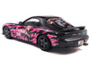 1994 Mazda RX7 FDRS RHD Right Hand Drive Itasha Club Black Metallic with Pink Graphics 1/18 Diecast Model Car Solido S1810605