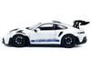 2024 Porsche 911 992 GT3 RS White with Blue Stripes 1/18 Diecast Model Car Solido S1812102