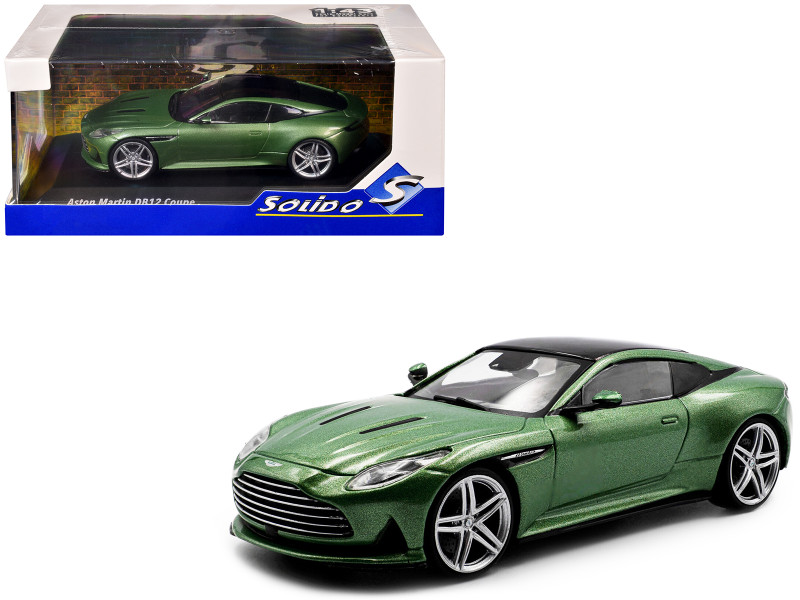 2023 Aston Martin DB12 Coupe Iridescent Emerald Metallic with Black Top 1/43 Diecast Model Car Solido S4315702