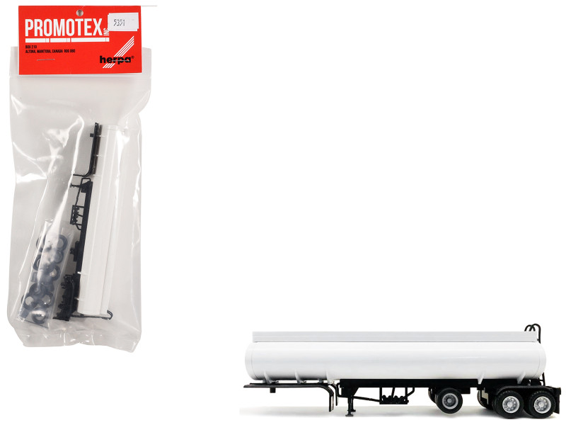 Tag Axle Elliptical Tanker Trailer White 1/87 (HO) Plastic Model Promotex 005351W