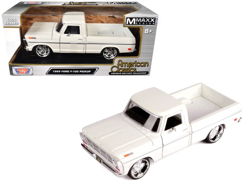 1969 Ford F 100 Pickup Truck Cream Maxx Design Series 1/24 Diecast Model Car Motormax 79315MX-CRM