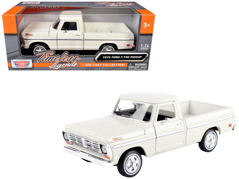 1972 Ford F 100 Pickup Truck Cream Timeless Legends Series 1/24 Diecast Model Car Motormax 79384CRM