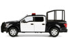 2019 Ford F 150 Lariat Crew Cab Pickup Truck with Bed Cage Black and White with Flashing Light Bar and Front and Rear Lights and Sounds 1/24-1/27 Diecast Model Car Motormax 79543BKW