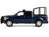 2019 Ford F 150 Lariat Crew Cab Pickup Truck with Bed Cage Dark Blue with Flashing Light Bar and Front and Rear Lights and Sounds 1/27 Diecast Model Car Motormax 79543BL