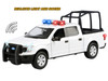 2019 Ford F 150 Lariat Crew Cab Pickup Truck with Bed Cage White with Flashing Light Bar and Front and Rear Lights and Sounds 1/27 Diecast Model Car Motormax 79543W