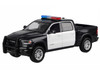 2019 RAM 1500 Laramie Crew Cab Pickup Truck Black and White with Flashing Light Bar and Front and Rear Lights and Sounds 1/24-1/27 Diecast Model Car Motormax 79544BKW