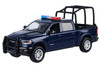 2019 RAM 1500 Laramie Crew Cab Pickup Truck with Bed Cage Dark Blue with Flashing Light Bar and Front and Rear Lights and Sounds 1/27 Diecast Model Car Motormax 79545BL