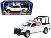 2019 RAM 1500 Laramie Crew Cab Pickup Truck with Bed Cage White with Flashing Light Bar and Front and Rear Lights and Sounds 1/27 Diecast Model Car Motormax 79545W