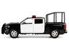 2017 Chevrolet Silverado 1500 LT Z71 Crew Cab Pickup Truck with Bed Cage Black and White with Flashing Light Bar and Front and Rear Lights and Sounds 1/24-1/27 Diecast Model Car Motormax 79547BKW