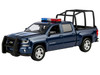 2017 Chevrolet Silverado 1500 LT Z71 Crew Cab Pickup Truck with Bed Cage Dark Blue with Flashing Light Bar and Front and Rear Lights and Sounds 1/24-1/27 Diecast Model Car Motormax 79547BL