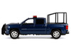 2017 Chevrolet Silverado 1500 LT Z71 Crew Cab Pickup Truck with Bed Cage Dark Blue with Flashing Light Bar and Front and Rear Lights and Sounds 1/27 Diecast Model Car Motormax 79547BL