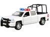 2017 Chevrolet Silverado 1500 LT Z71 Crew Cab Pickup Truck with White with Flashing Light Bar and Front and Rear Lights and Sounds 1/27 Diecast Model Car Motormax 79547W