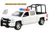 2017 Chevrolet Silverado 1500 LT Z71 Crew Cab Pickup Truck with White with Flashing Light Bar and Front and Rear Lights and Sounds 1/27 Diecast Model Car Motormax 79547W