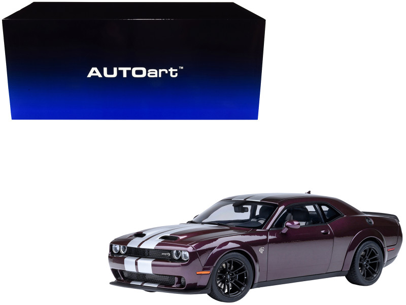 2022 Dodge Challenger SRT Jailbreak Hellraisin Purple with White Stripes 1/18 Model Car Autoart 71762