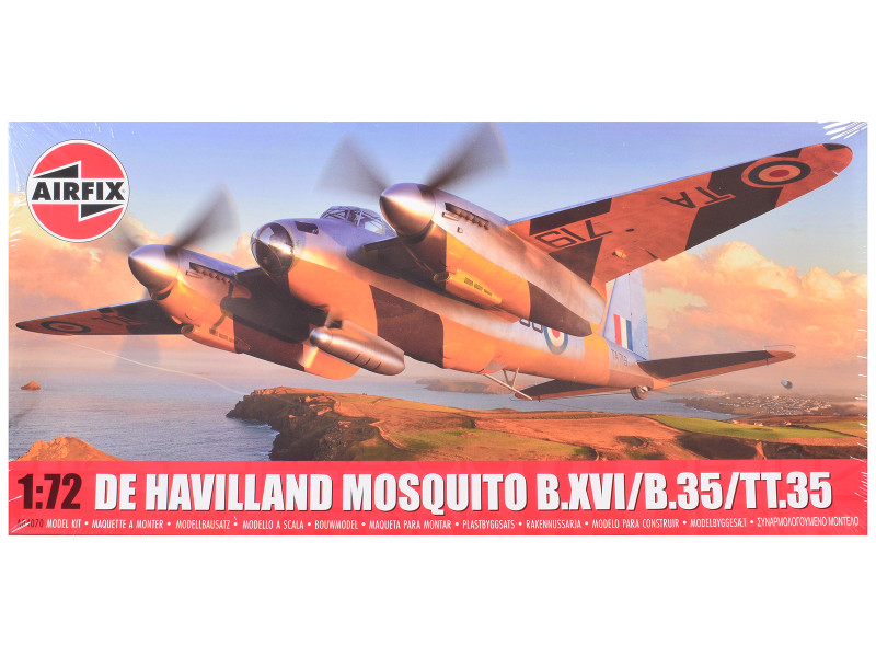 Level 2 Model Kit De Havilland Mosquito B.XVI/B.35/TT.35 Aircraft with 3 Scheme Options 1/72 Plastic Model Kit Airfix AIRA04070F