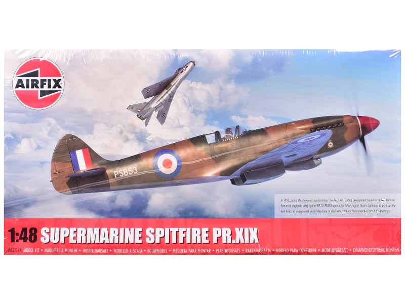 Level 2 Model Kit Supermarine Spitfire PR.XIX Fighter Aircraft with 3 Scheme Options 1/48 Plastic Model Kit Airfix AIRA05119AF
