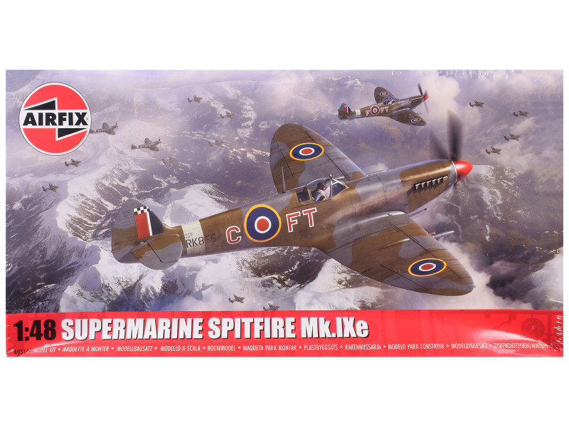 Level 2 Model Kit Supermarine Spitfire Mk.IXe Fighter Aircraft with 3 Scheme Options 1/48 Plastic Model Kit Airfix AIRA05144F