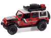 2018 Jeep Wrangler JK Unlimited Sport Firestone Field Agent Red with Graphics and Gray Top with Roof Rack Big Country Collectibles 2025 Series 1/64 Diecast Model Car Auto World AWBC003-AWSP200