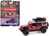 2018 Jeep Wrangler JK Unlimited Sport Firestone Field Agent Red with Graphics and Gray Top with Roof Rack Big Country Collectibles 2025 Series 1/64 Diecast Model Car Auto World AWBC003-AWSP200