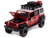 2018 Jeep Wrangler JK Unlimited Sport Firestone Field Agent Red with Graphics and Gray Top with Roof Rack Big Country Collectibles 2025 Series 1/64 Diecast Model Car Auto World AWBC003-AWSP200