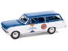 1963 Chevrolet II Nova 400 Wagon Gulf Blue and White with Blue Interior Big Country Collectibles 2025 Series 1/64 Diecast Model Car Auto World AWBC003-AWSP201