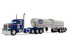 Peterbilt 389 Tri-Axle Day Cab and Walker Food Grade Tank Trailer Finnesgard Trucking Blue with Orange Stripes 1/64 Diecast Model DCP/First Gear 60-2165