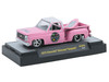 1979 Chevrolet Silverado Stepside Pickup Truck Maui & Sons Pink with White Top and Surfboard Limited Edition to 8360 pieces Worldwide 1/64 Diecast Model Car M2 Machines 31500-MJS95