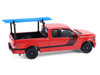 2015 Ford F 150 Pickup Truck with Ladder Rack Red with Black Stripes Down on the Farm Series 11 1/64 Diecast Model Greenlight 48110E