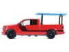 2015 Ford F 150 Pickup Truck with Ladder Rack Red with Black Stripes Down on the Farm Series 11 1/64 Diecast Model Greenlight 48110E