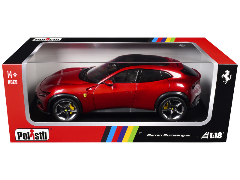 2022 Ferrari Purosangue Rosso Magma Red Metallic with Black Top 1/18 Diecast Model Car Polistil 18FE02021-WB
