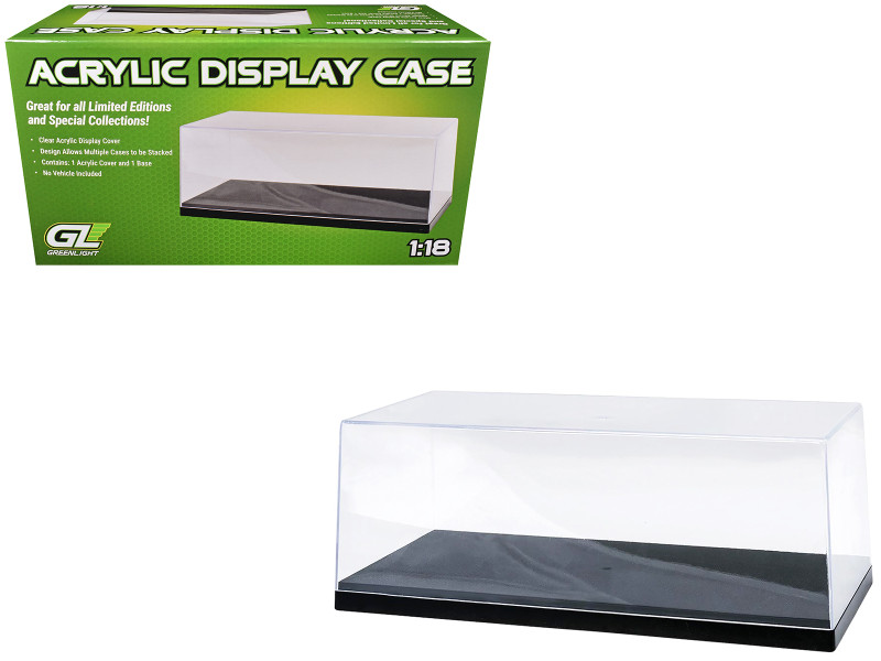 Acrylic Display Case for 1 18 1 24 Scale Model Cars with Black Plastic Base Replaces Greenlight 55020 Greenlight 55028