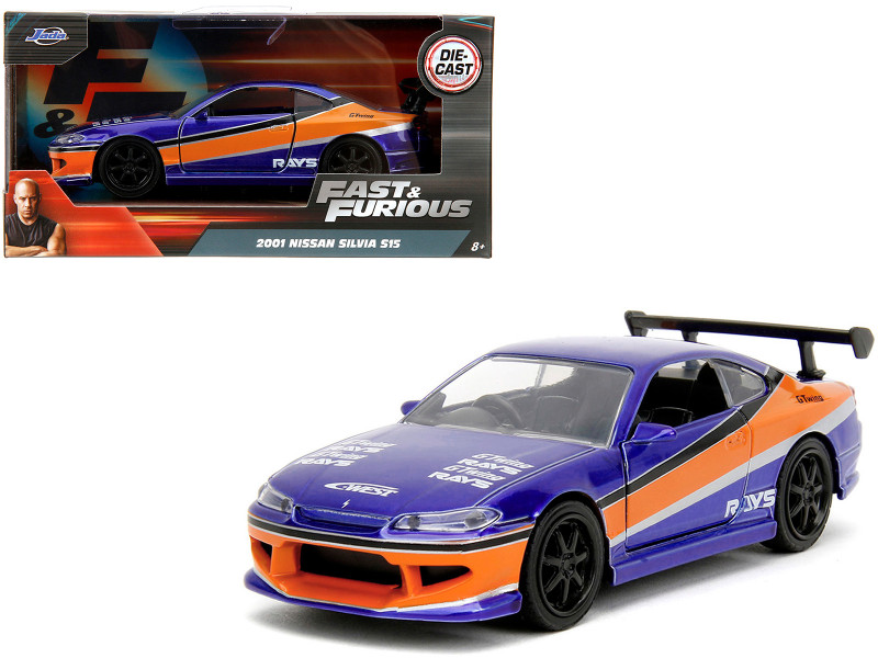 2001 Nissan Silvia S15 RHD Right Hand Drive Blue Metallic with Graphics The Fast and the Furious: Tokyo Drift 2006 Movie Fast & Furious Series 1/32 Diecast Car Model Jada 34446