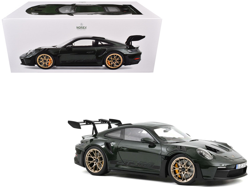 2022 Porsche 911 GT3 RS Jet Green Metallic with Black Accents Limited Edition to 1002 pieces Worldwide 1/12 Diecast Model Car Norev 127532