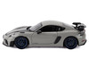 2023 Porsche Cayman GT4 RS Weissach Pack Chalk Gray with Carbon Hood Stripes 1/18 Diecast Model Car Norev 187253