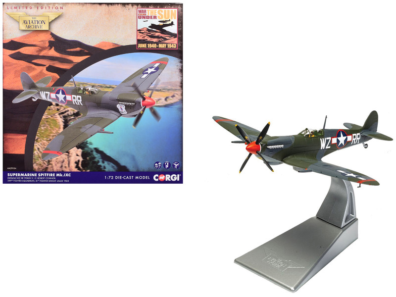 Supermarine Spitfire MkIXC Fighter Aircraft Porky II Lt Robert Connor 309th Fighter Squadron 31st Fighter Group 1943 United States Army Air Forces The Aviation Archive Series 1/72 Diecast Model Corgi AA29104