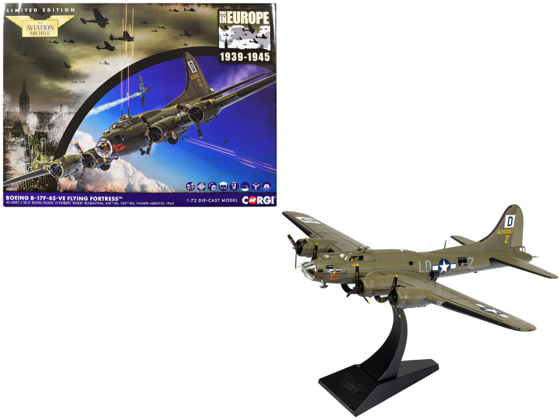 Boeing B 17F Flying Fortress Bomber Aircraft 42 6087 Royal Flush Lieutenant Robert Rosie Rosenthal 418th BS 100th Bomb Group Thorpe Abbotts 1943 United States Army Air Forces The Aviation Archive Series 1/72 Diecast Model Corgi AA33322